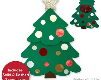 Weihnachtsbaum Geschenk Kartenhalter SVG-Datei D078 - Weihnachten SVG Schnittdatei dxf & pdf - SVG-Dateien für Cricut + Silhouette