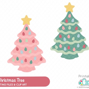 Fichiers de coupe SVG arbre de Noël vintage / Clipart E757 - svg, dxf, png imprimable - fichier de coupe à usage commercial pour Cricut + Silhouette