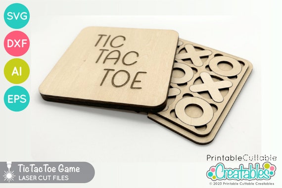 TicTacToe Game Laser Cut File L001 - svg / dxf / eps / ai  - Includes Limited Commercial Use