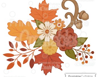 Fall Flowers SVG Cut File & Clipart E204 - Includes Limited Commercial Use!
