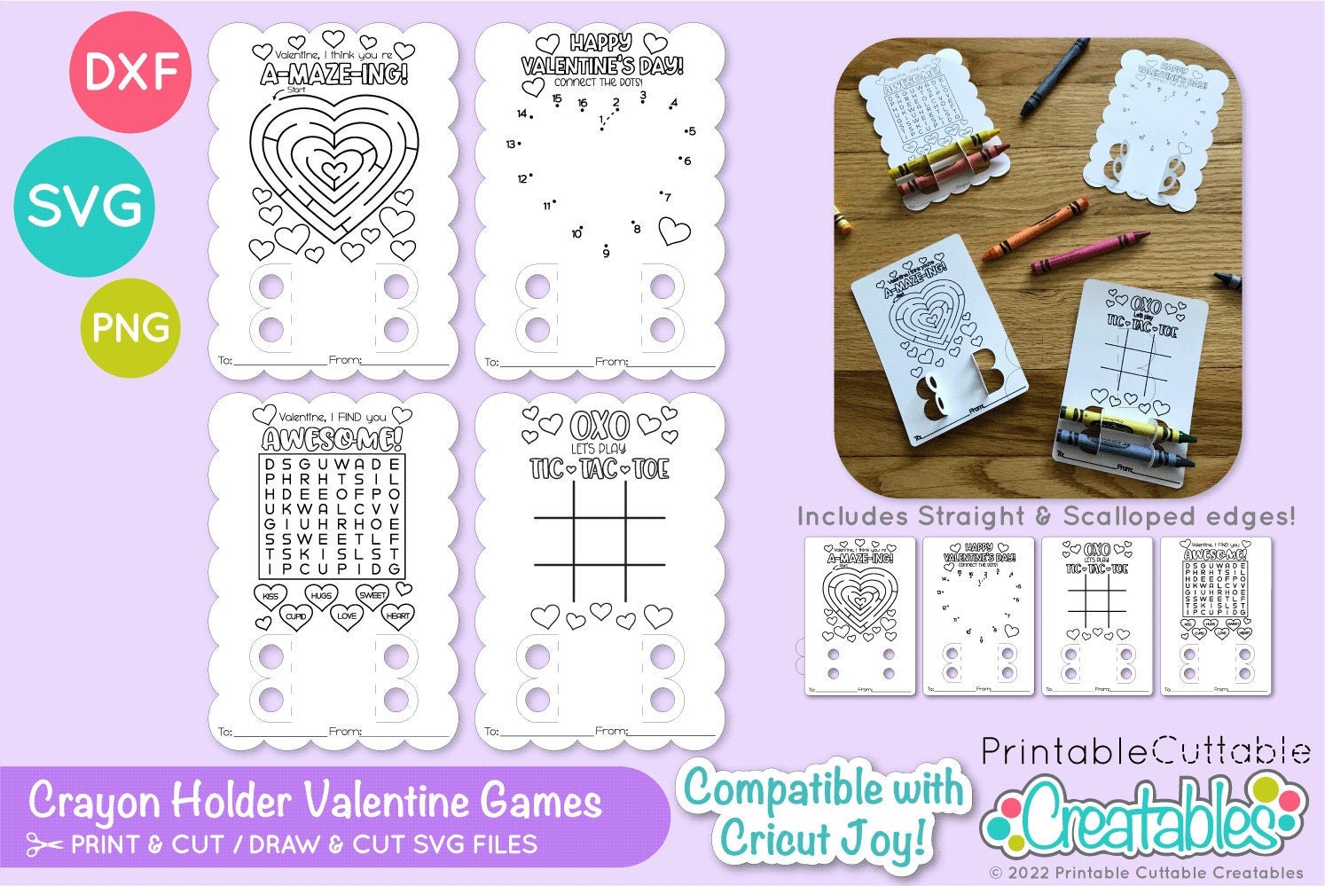 Crayon Holder Valentine Games SVG File D079 Valentine Etsy