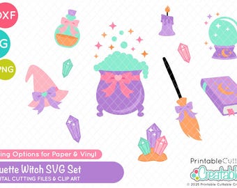 Kokette Hexe SVG-Dateien & Clipart-Set ES061 - Kokette Halloween SVG-Dateien enthalten begrenzte kommerzielle Nutzung!