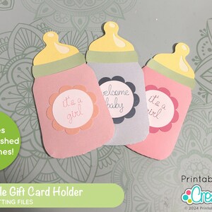 Baby Bottle Gift Card Holder SVG File for Cricut Silhouette D159 Baby ...
