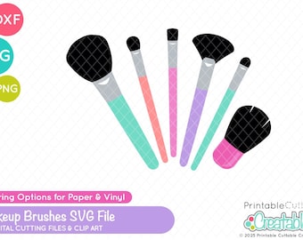 Makeup Brushes SVG Cut Files / Clipart E865 - Makeup Brushes svg, dxf, printable png - Kommerzielle Nutzung Cut File für Cricut