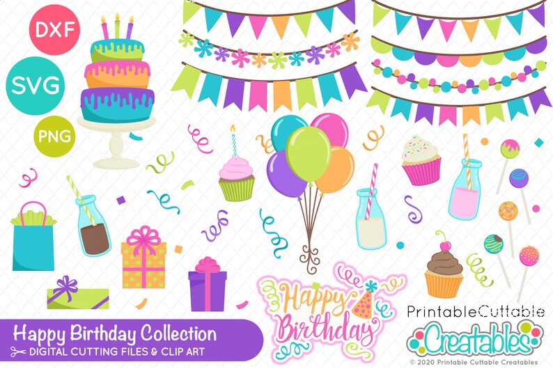 Download Happy Birthday SVG Cut Files & Clipart Bundle ES016 | Etsy