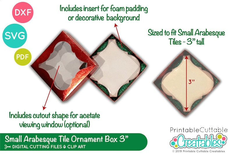 Small Arabesque Tile Ornament Box SVG File D053 svg dxf ...