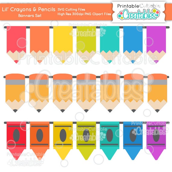 Lil Crayons N Pencils Borders Svg Cut File Clipart Etsy