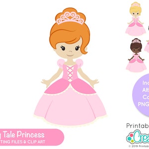 Prinses SVG-bestand - Cute Fairy Tale Princess SVG Cut File & Clipart E517 - SVG DXf-bestanden voor Cricut - Inclusief beperkt commercieel gebruik!