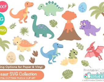 Dinosaurier SVG Bundle für Cricut und Silhouette ES062 - Dinosaurier SVG Schnittdateien & Clipart