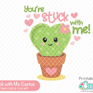 Stuck with Me Cactus SVG Cut File & Clipart E440 - SVG DXF-bestanden voor Silhouette + Cricut - Inclusief beperkt commercieel gebruik!