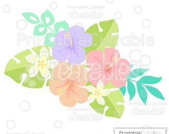 Tropical Plumeria 'n' Hibiscus Flowers SVG Cutting Files & Clipart E167 - Includes Limited Commercial Use!