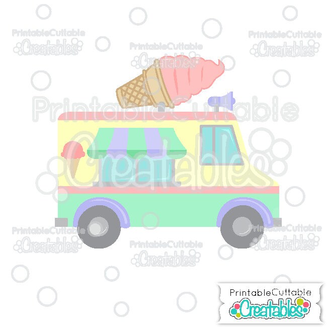 Ice Cream Truck SVG Cut File & Clipart E286 - Includes Limited Commer…