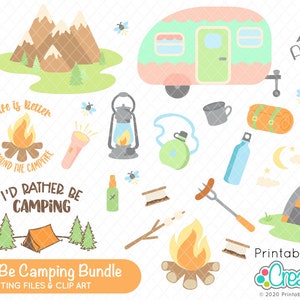 Rather Be Camping SVG Bundle & Clipart Set ES044 - Mountains Svg - Campfire Svg - Camper Svg - Camping SVG Files for Cricut