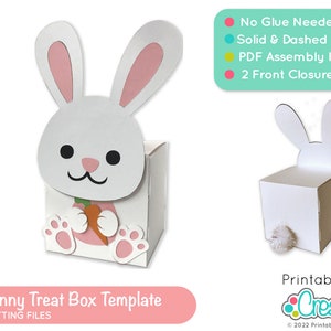 Easter Bunny Treat Box SVG File D084 - svg dxf pdf - Boîte à bonbons de Pâques svg modèle de fichier coupé