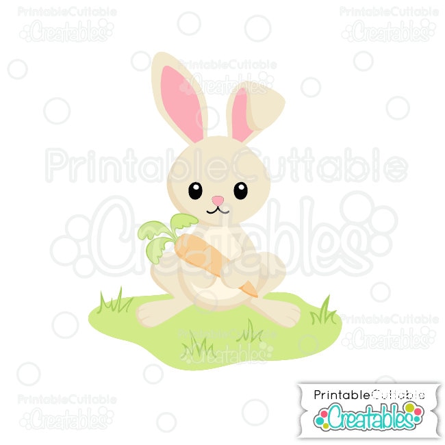 Download Cute Bunny Holding Carrot Easter SVG Cut File & Clipart | Etsy