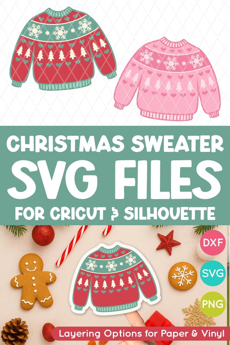Ugly Sweater SVG Cut File & Clipart E886 - Christmas Sweater SVG File ...
