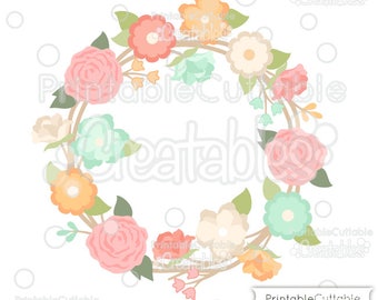 Spring Flower Wreath SVG Cut File & Clipart E239 - Includes Limited Commercial Use!