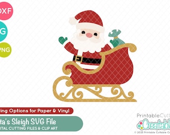 Schlitten des Weihnachtsmanns SVG Schnittdatei & Clipart E892 - Weihnachten SVG-Datei beinhaltet begrenzte kommerzielle Nutzung!