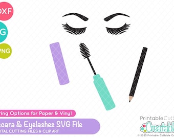 Mascara & Eyelashes SVG Cut Files / Clipart E864 - Wimpern svg, Makeup svg, dxf, printable png - Kommerzielle Nutzung Cut File für Cricut