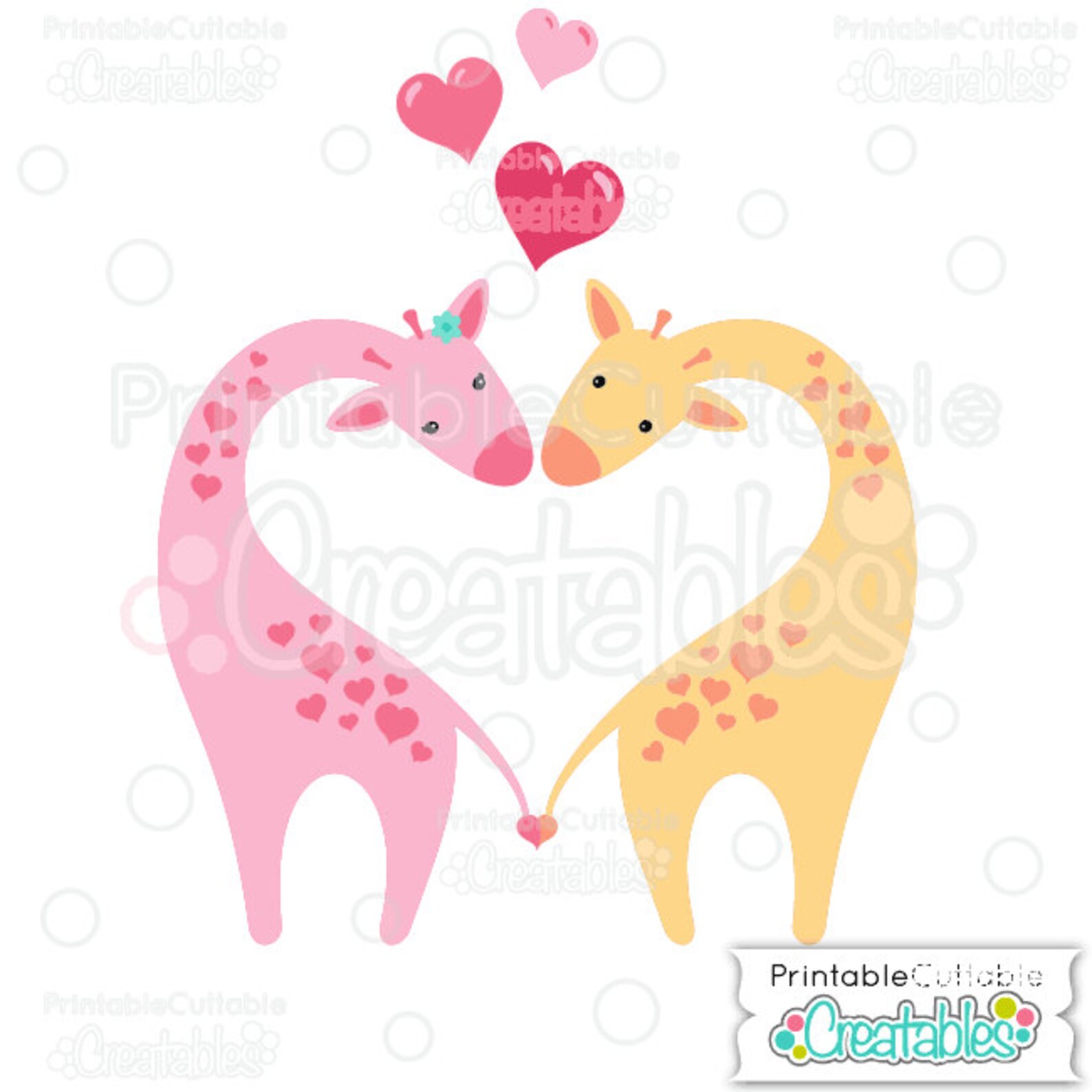 Giraffes in Love SVG Cut File & Clipart - Includes Limited Commercial ...