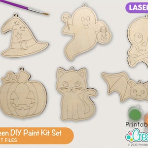 Kit de pintura de Halloween Archivos cortados con láser L002 - svg / dxf / eps / ai - Incluye uso comercial limitado