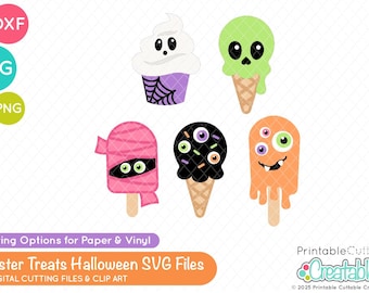 Halloween Monster Leckereien SVG Cut Files / Clipart E883 - svg, dxf, printable png - Halloween SVG-Dateien für Cricut Silhouette Crafts