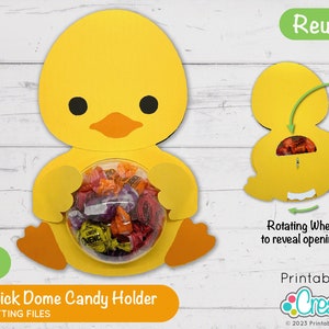 Cute Easter Chick Dome Candy Holder SVG File D125 - svg dxf & pdf - zoete candy koepelhouder met openingsmechanisme