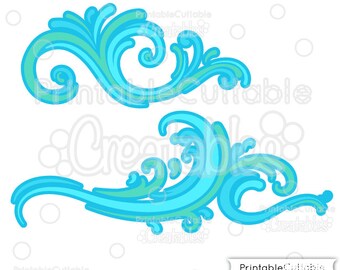 Ocean Wave Flourishes SVG Cut File & Clipart E150 - Includes Limited Commercial Use!