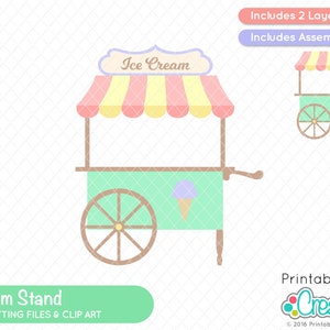 アイスクリーム スタンド SVG カット ファイル & クリップアート E287 - アイスクリーム カート SVG には限定的な商用利用が含まれています。