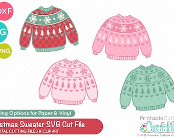 Hässlicher Pullover SVG Schnittdatei & Clipart E886 - Weihnachtspullover SVG-Datei beinhaltet begrenzte kommerzielle Nutzung!