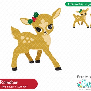 Cute Girl Reindeer SVG Cut File & Clipart E058 - Cute Christmas Reindeer SVG - Cute Reindeer SVG - Includes Limited Commercial Use!