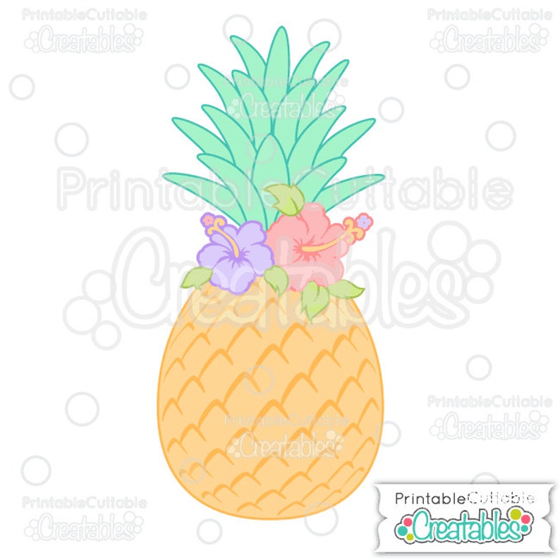 Download Hibiscus Flower Pineapple SVG Cutting Files & Clipart E164 | Etsy