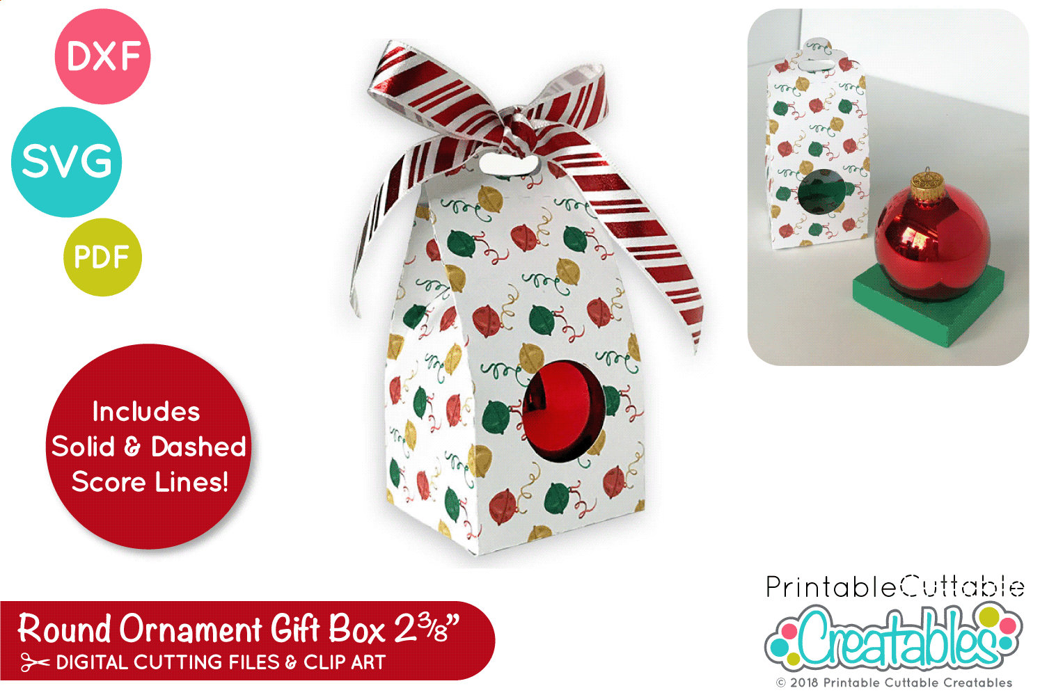 Round Ornament Gift Box SVG File D010 svg dxf pdf Etsy