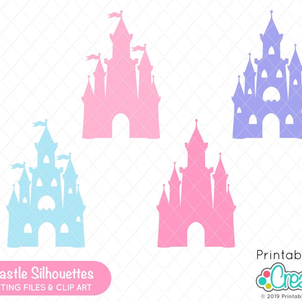 Castle SVG - Princess Castle Silhouette SVG Cut File & Clipart E530 - Kingdom SVG Dxf files for Cricut + Silhouette  -