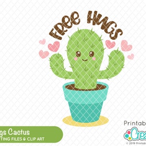 Free Hugs Cactus SVG Cut File & Clipart E441 - Cute Cactus SVG DXF file for Silhouette + Cricut - Includes Limited Commercial Use!