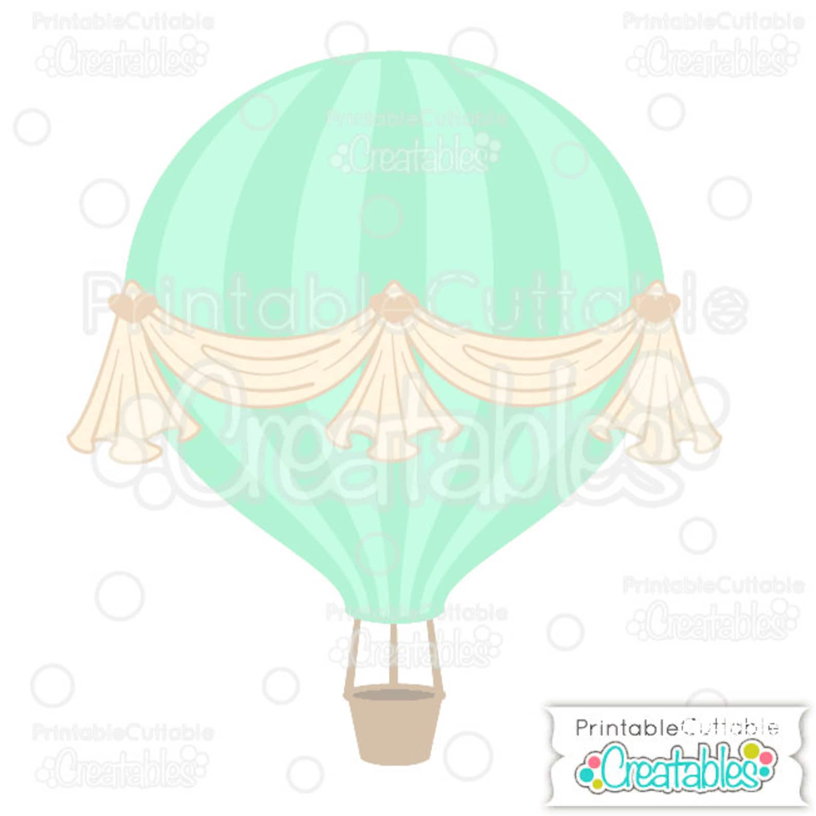 Heart Swag Hot Air Balloon SVG Cut File & Clipart E111 - Includes ...