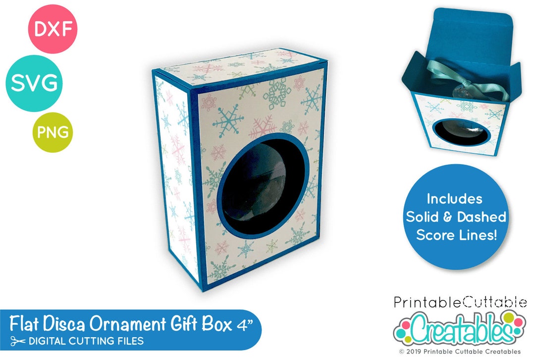 4 Flat Disc Ornament Box SVG File D024 Svg Dxf & Pdf Includes Limited