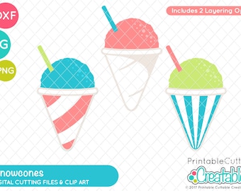 Summer Snow Cones SVG Cut File & Clipart E275 - Includes Limited Commercial Use!