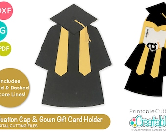 Cap & Gown Graduation Gift Card Holder SVG File for Cricut Silhouette D067 - Gift Card Holder Svg Template, Gift Card Holder SVG Cut File