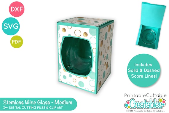 15 Oz - 16 Oz. Medium Stemless Wine Glass Box SVG File D037 - Svg Dxf & Pdf  - Includes Limited Commercial Use! - Etsy