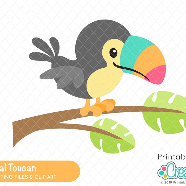Tropical Toucan SVG Cut File & Clipart E462 - SVG DXF files for Silhouette + Cricut - Includes Limited Commercial Use!