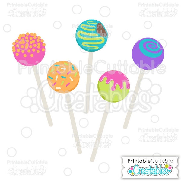 Birthday Cake Pops SVG Cut Files & Clipart E120 - Includes Limited Commercial Use!