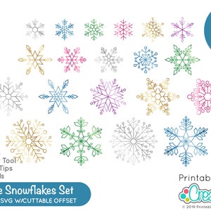 20 Folien Quill SVG Dateien / Single Line SVG Snowflakes Svg Bundle SK-019 - Foil Quill | Skizzenstifte | Cricut Folien Transferwerkzeug