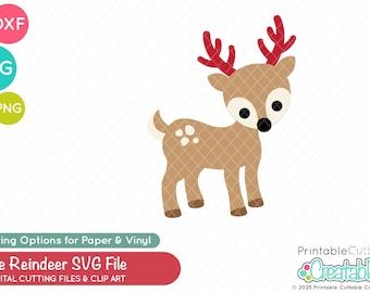 Niedliche Rentier SVG Schnittdatei & E889 - svg, dxf, printable png - Weihnachten Rentier SVG / Clipart Kommerzielle Nutzung Cut File für Cricut