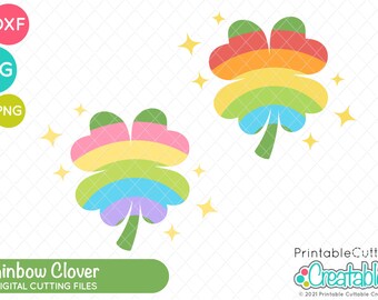 Rainbow Clover SVG File for Cricut E584 - Lucky Clover SVG - St Patricks Day SVG File - Cute Svg file - Rainbow Svg - Lucky Svg