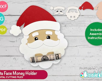 Christmas Santa Money Holder SVG File for Cricut Silhouette D111 - Money Holder Svg Template, Cash Holder SVG Cut File