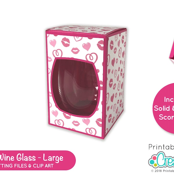 20 oz - 21 oz. Large Stemless Wine Glass Box SVG File D039 - svg dxf & pdf  - Includes Limited Commercial Use!