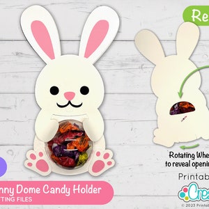 Easter Bunny Dome Candy Holder SVG File D124 - svg dxf & pdf  - sweet candy dome holder with opening mechanism
