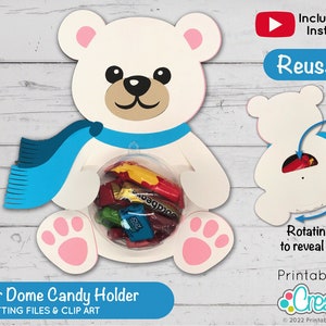 Polar Bear Dome Candy Holder SVG File D105 - svg dxf & pdf  - sweet candy dome holder with opening mechanism