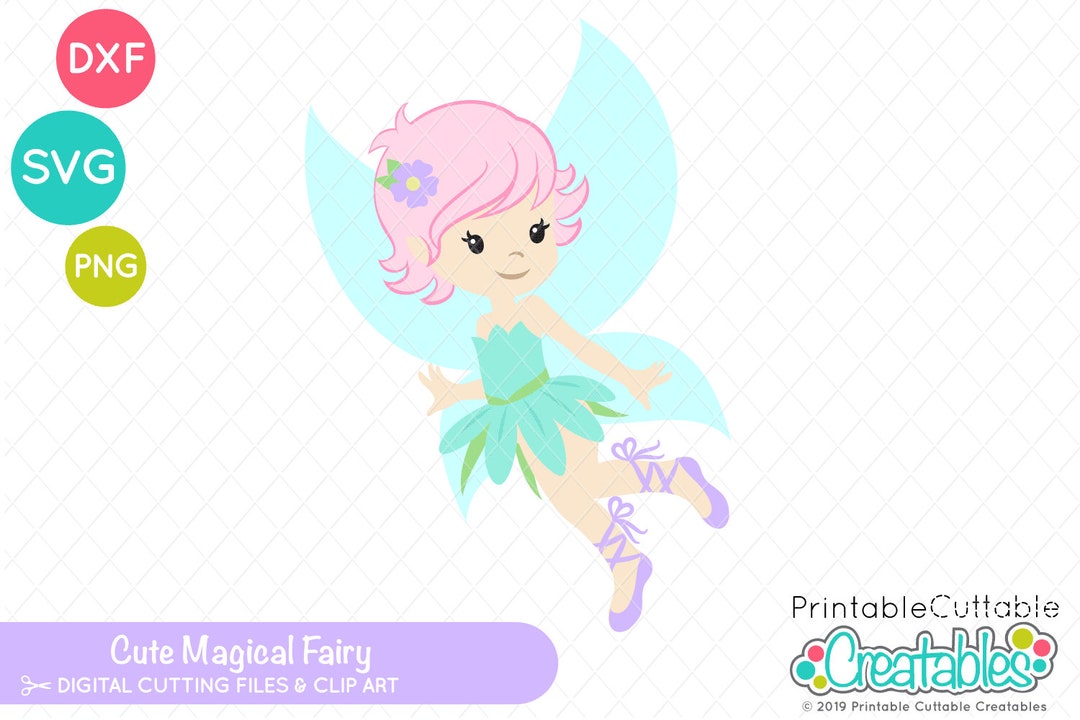 Cute Magical Fairy SVG Cut File & Clipart E532 - Fairy SVG File ...